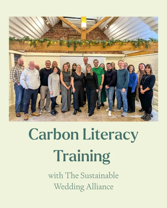 Earlier this month, as part of our ongoing focus on sustainability, we invited team members from across our venues and head office to take part in Carbon Literacy training run by @sustainableweddingallianceuk

The training gave our team insight into the science behind climate change, with a specific focus on the wedding industry and its impact. We explored ways to reduce our carbon footprints, both as a business and as individuals, and pledged to take action.

This insightful training gave us further motivation to work together to drive change across our business and influence the wider industry to make significant improvements that impact our collective future. 🌍 

Thank you to Michelle from SWA for delivering the training and the @curradinebarns team for hosting us so well.

If you're a wedding industry professional and are interested in carbon literacy training, The Sustainable Wedding Alliance are hosting a session at @combermereabbeyweddings on Tuesday, 2nd December. Visit the SWA website to book your place.