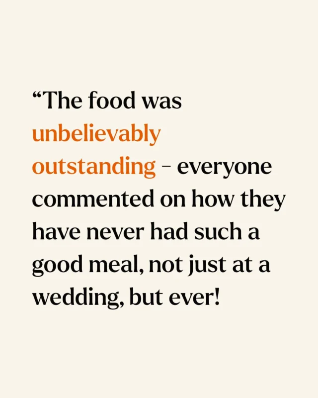 "How Stephen and his team do not have a Michelin Star is beyond us! The food was unbelievably outstanding - everyone commented on how they had never had such a good meal, not just at a wedding, but ever! This is no exaggeration." 

Wedding food sometimes gets a bad rap. We get it, cooking at scale is not easy, and sometimes there's a temptation to play it safe. But, at our venues, we don't do boring and safe - we pride ourselves on creating wedding food that rivals that of a high-end restaurant. 

Our chefs are experienced, highly skilled, and above all, extremely passionate about their craft. They work closely with our couples and event organisers to create a menu that perfectly reflects their vision. Reviews like this one from a recent wedding at @curradinebarns demonstrate just how effective this approach is. Congratulations to our Head Chef, Stephen, and the entire Curradine team for such a fantastic review.⭐