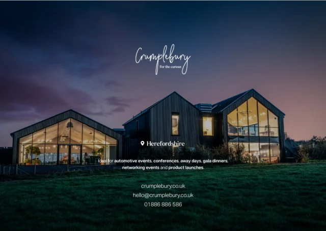 We're continuing our series of spotlighting each of our venues, and next up is Crumplebury!  Every one of our venues is unique, with its own style, personality, and appeal. But what underpins every venue in our collection is the Artemis experience - backed by over 25 years of expertise in catering and event management, delivered by passionate, highly skilled teams.  From automotive events to product launches, away days, and so much more, our venues offer comfort, inspiration, and professionalism in a dynamic setting.  An event at @Crumplebury is all about embracing the extraordinary. It's the ultimate destination events venue on the border of Herefordshire and Worcestershire, just 60 minutes from Birmingham and 50 minutes from Cheltenham.  Beyond the gates to this 1,500-acre estate, you'll find a range of flexible meeting spaces, 13 on-site bedrooms, and exceptional in-house catering. Plus, there is space inside the display vehicles if needed.  To find out more about hosting your event at an Artemis venue, visit weareartemis.co.uk/events.